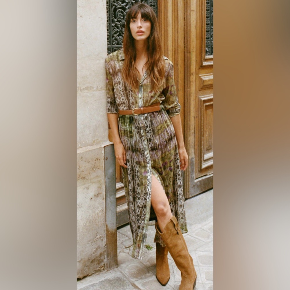 Zara Earthy Tones Midi Dress